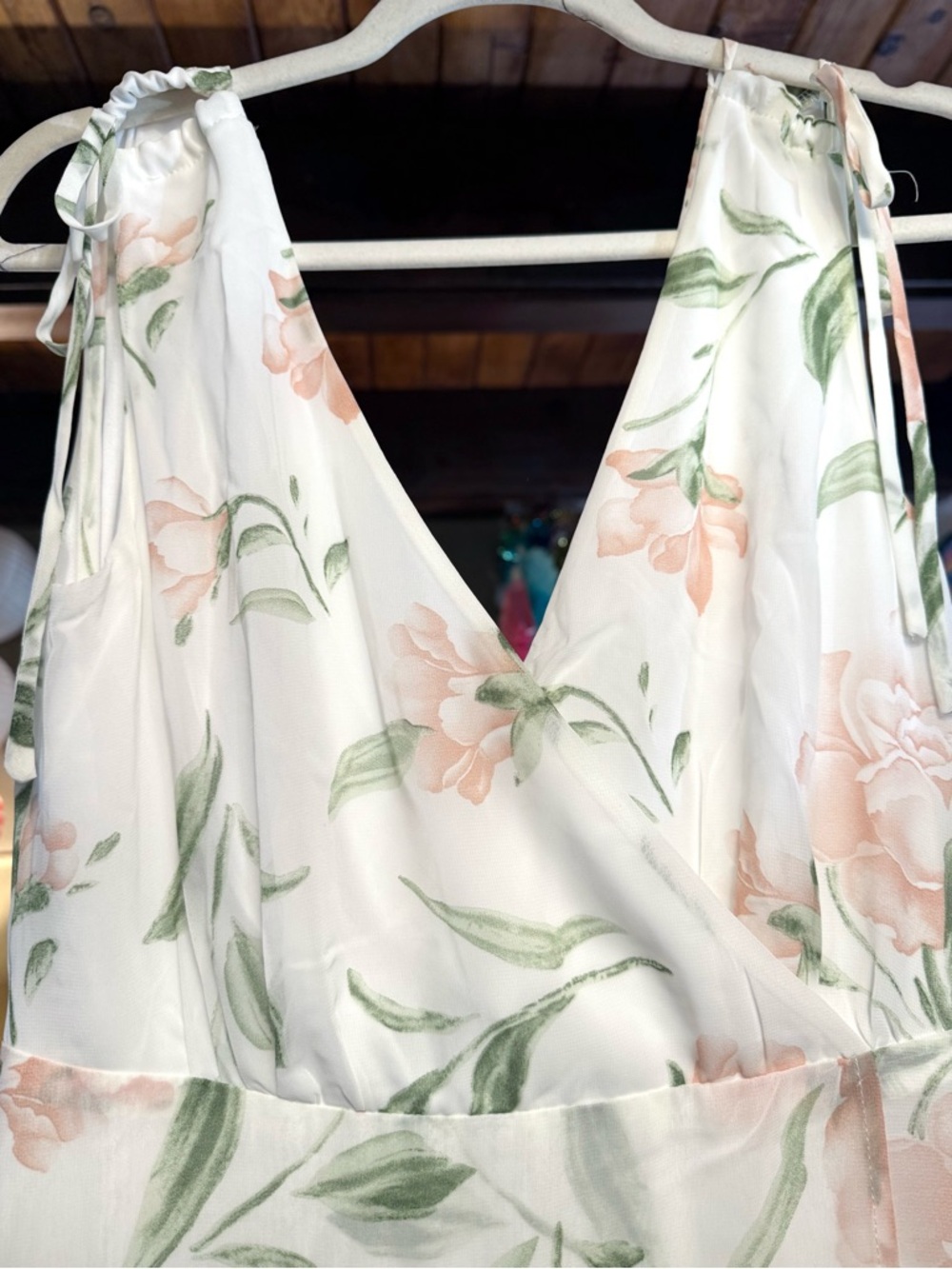 Lulus Romantic Possibilities Flowy White Floral Print Maxi Dress Blush Pink NWT - Picture 11 of 11